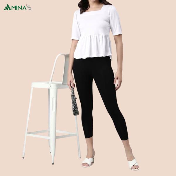 Womens Ankle Fit Leggings | Cotton Lycra |Waist Rib | All Colors | Manufacturer To Consumer Direct Sale