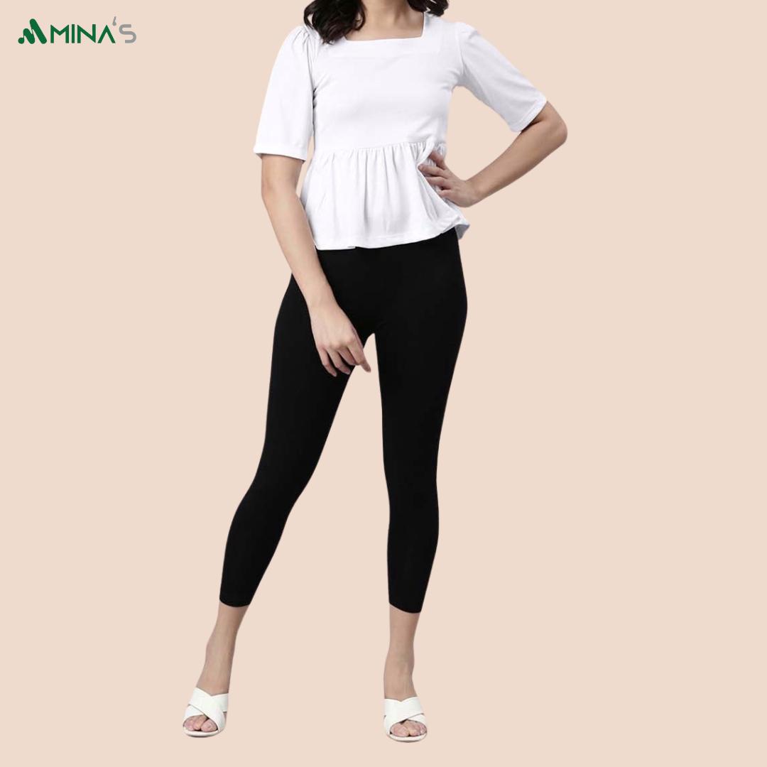 Womens Ankle Fit Leggings | Cotton Lycra |Waist Rib | All Colors | Manufacture To Consumer Direct Sale