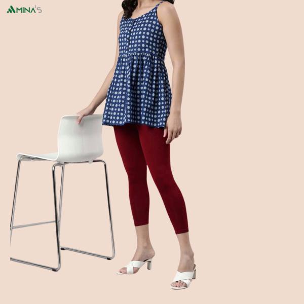 Womens Ankle Fit Leggings | Cotton Lycra |Waist Rib | All Colors | Manufacture To Consumer Direct Sale