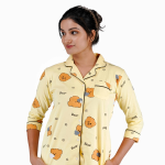 Teddy Dreams Yellow Pyjama Set | Notched Collor | 100% Pure Cotton | Bio-Washed | Manufacture to Consumer Direct sale
