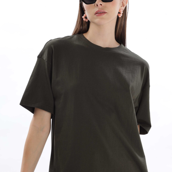 Womens Self-Love Printed Olive Green Oversized T-Shirt | Round Neck | 100% Pure Cotton | Bio-Washed | Manufacture to Consumer Direct sale
