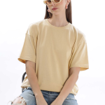 Womens Dramatic Printed Cream Beige Oversized T-shirt | Round Neck | 100% Pure Cotton | Bio-Washed | Manufacture to Consumer Direct sale