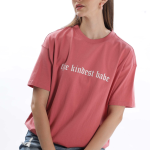 Womens Kindest Babe Printed Peach Oversized T-shirt | Round Neck | 100% Pure Cotton | Bio-Washed | Manufacture to Consumer Direct sale