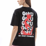 Womens Goku Printed Black Oversized T-shirt | Round Neck | 100% Pure Cotton | Bio-Washed | Manufacture to Consumer Direct sale